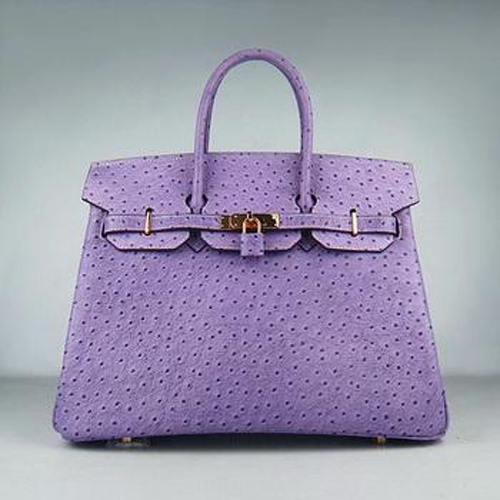 Hermes Birkin 35CM Ostrich Stripe Purple Gold